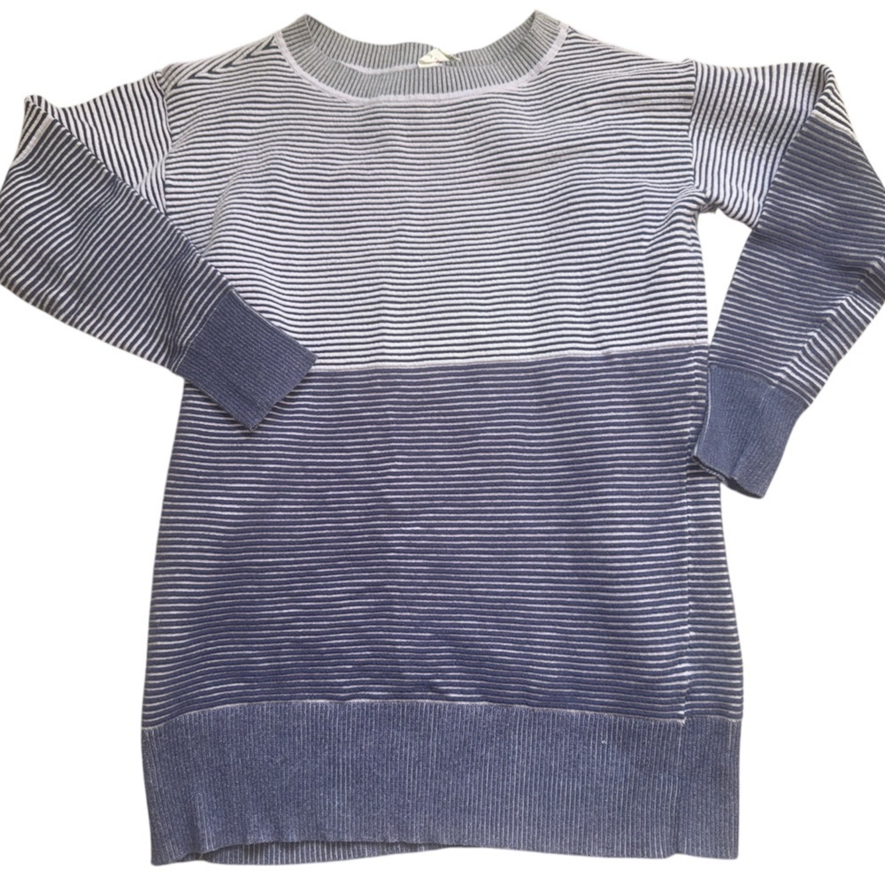 Anthropologie Daily Practice blue ribbed striped knit tunic size small